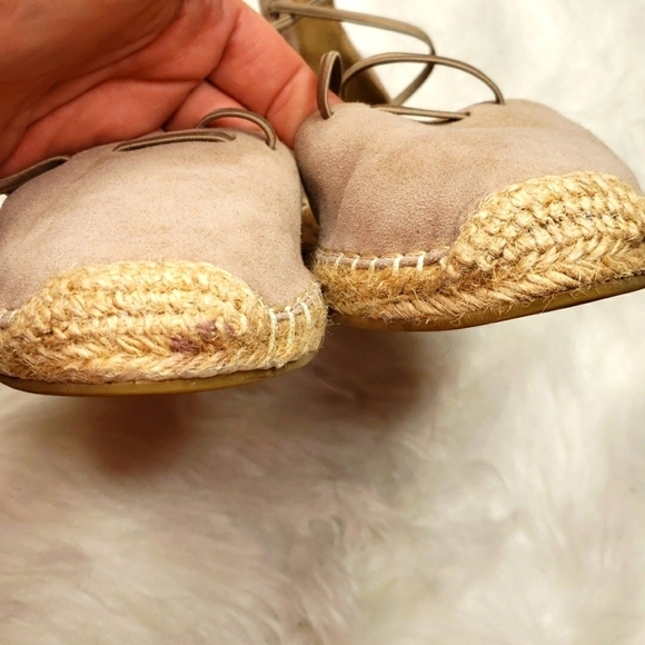 Eileen Fisher Criss Cross Lace Suede Espadrille 5 earth - Picture 7 of 12